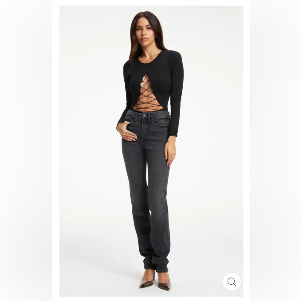 GOOD AMERICAN Always Fits Good Waist Washed Black  Jeans Women's Size 8 size 29
